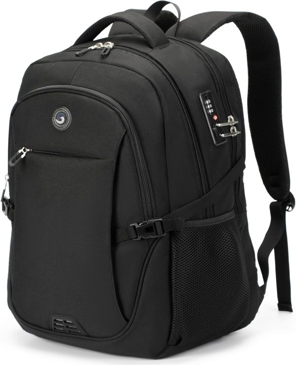 SHRRADOO Anti Theft Laptop Backpack Travel Backpacks with usb Charging Port for Women Men High School College Backpack Computer Bag Fits 17 Inch Laptop,Grey