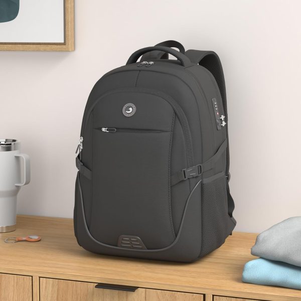 SHRRADOO Anti Theft Laptop Backpack Travel Backpacks with usb Charging Port for Women Men High School College Backpack Computer Bag Fits 17 Inch Laptop,Grey - Image 2