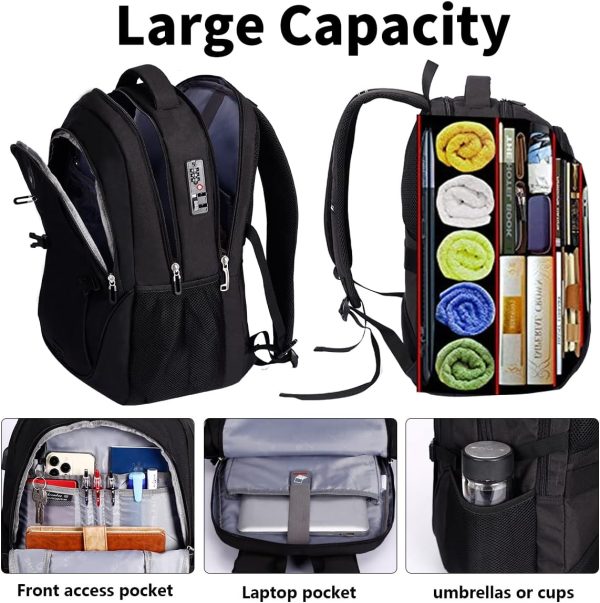 SHRRADOO Anti Theft Laptop Backpack Travel Backpacks with usb Charging Port for Women Men High School College Backpack Computer Bag Fits 17 Inch Laptop,Grey - Image 4