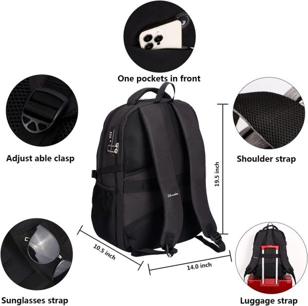 SHRRADOO Anti Theft Laptop Backpack Travel Backpacks with usb Charging Port for Women Men High School College Backpack Computer Bag Fits 17 Inch Laptop,Grey - Image 5