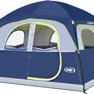 UNP Tents 6 Person Waterproof Windproof Easy Setup,Double Layer Family Camping Tent with 1 Mesh Door & 5 Large Mesh Windows -10'X9'X78in(H)